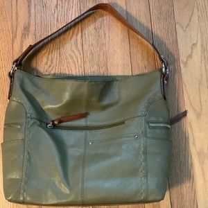 Green leather hobo bag by Nino Bossi.